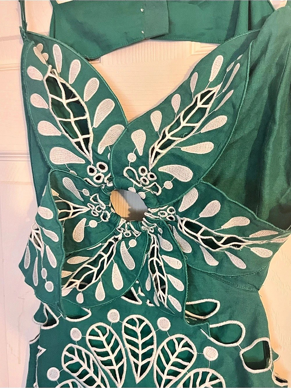 Embroidered Maxi Dress in Green & White NWT - Picture 8 of 14